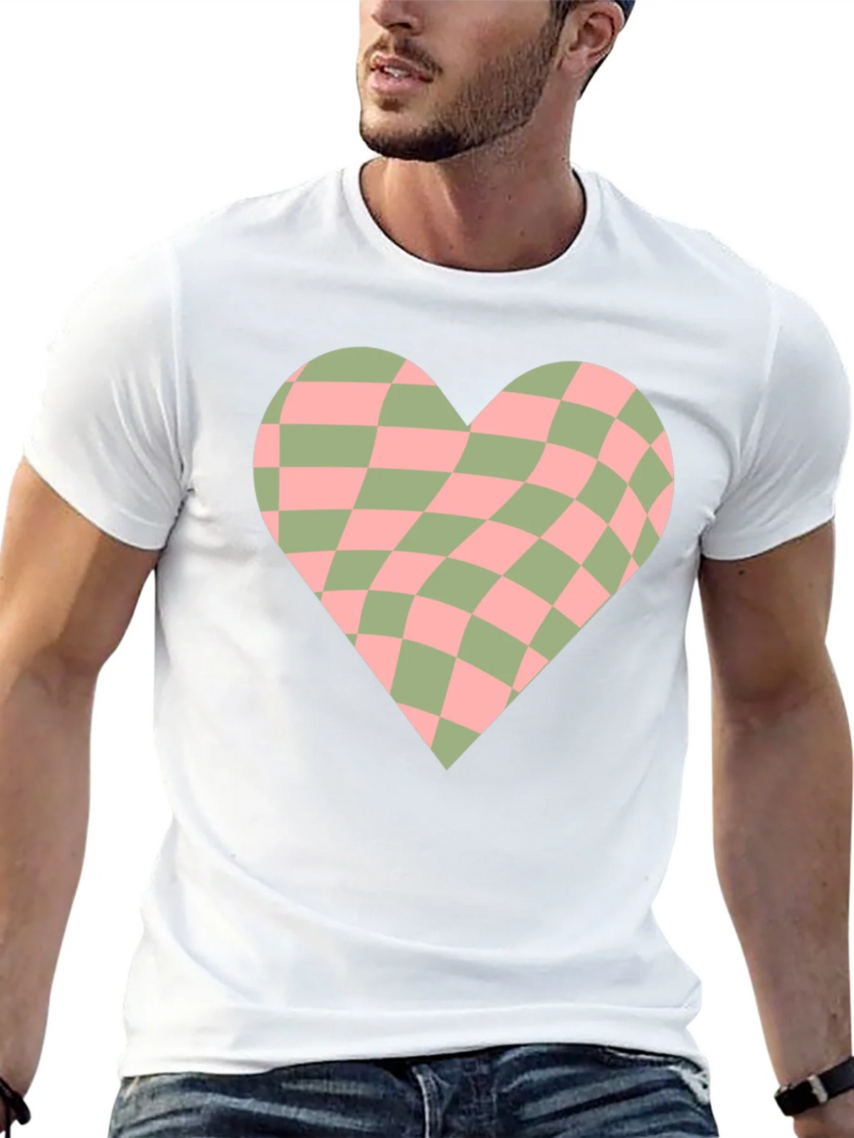 Retro Checkerboard Heart Graphic Tee product image 4