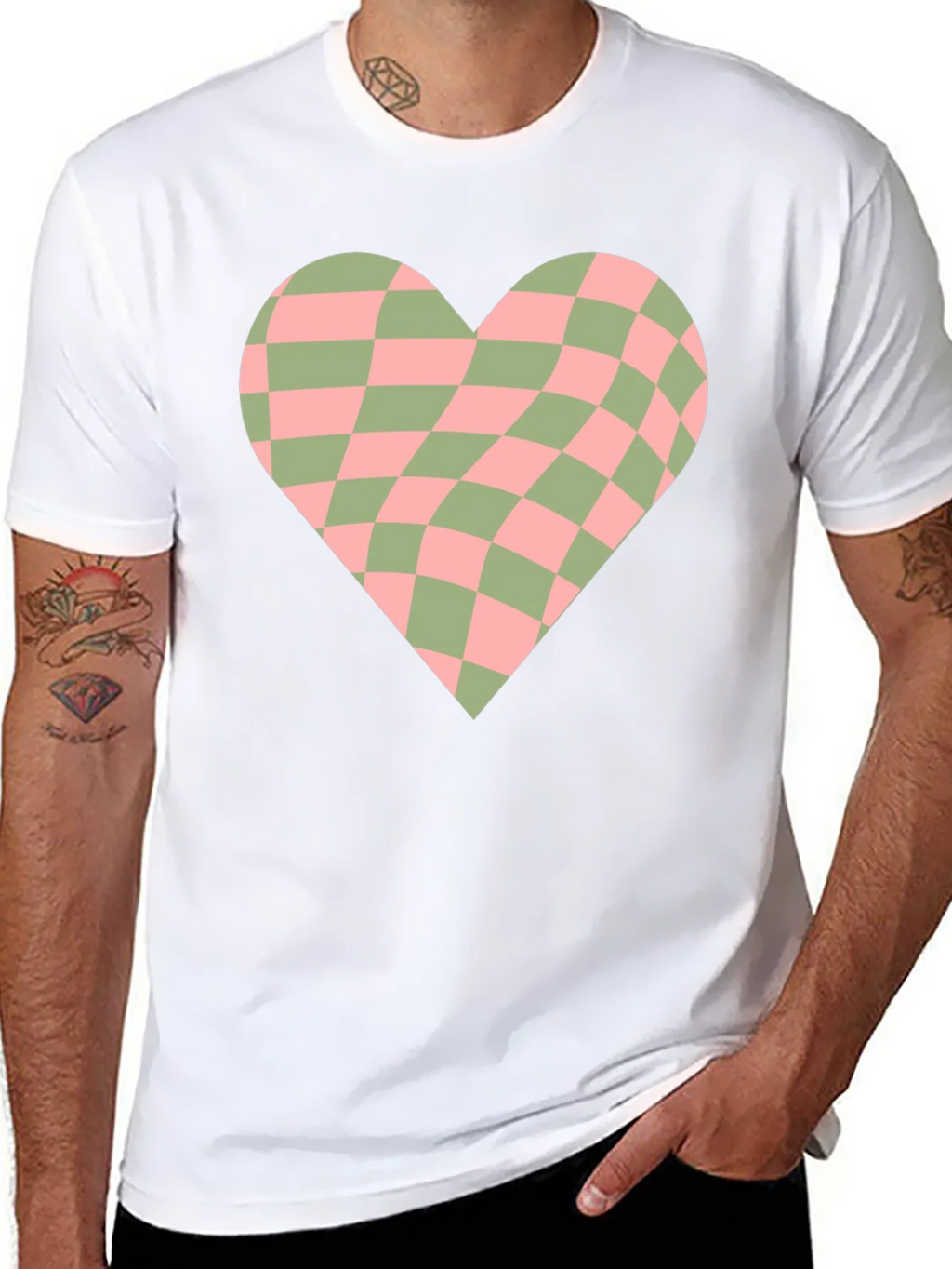 Retro Checkerboard Heart Graphic Tee product image 10