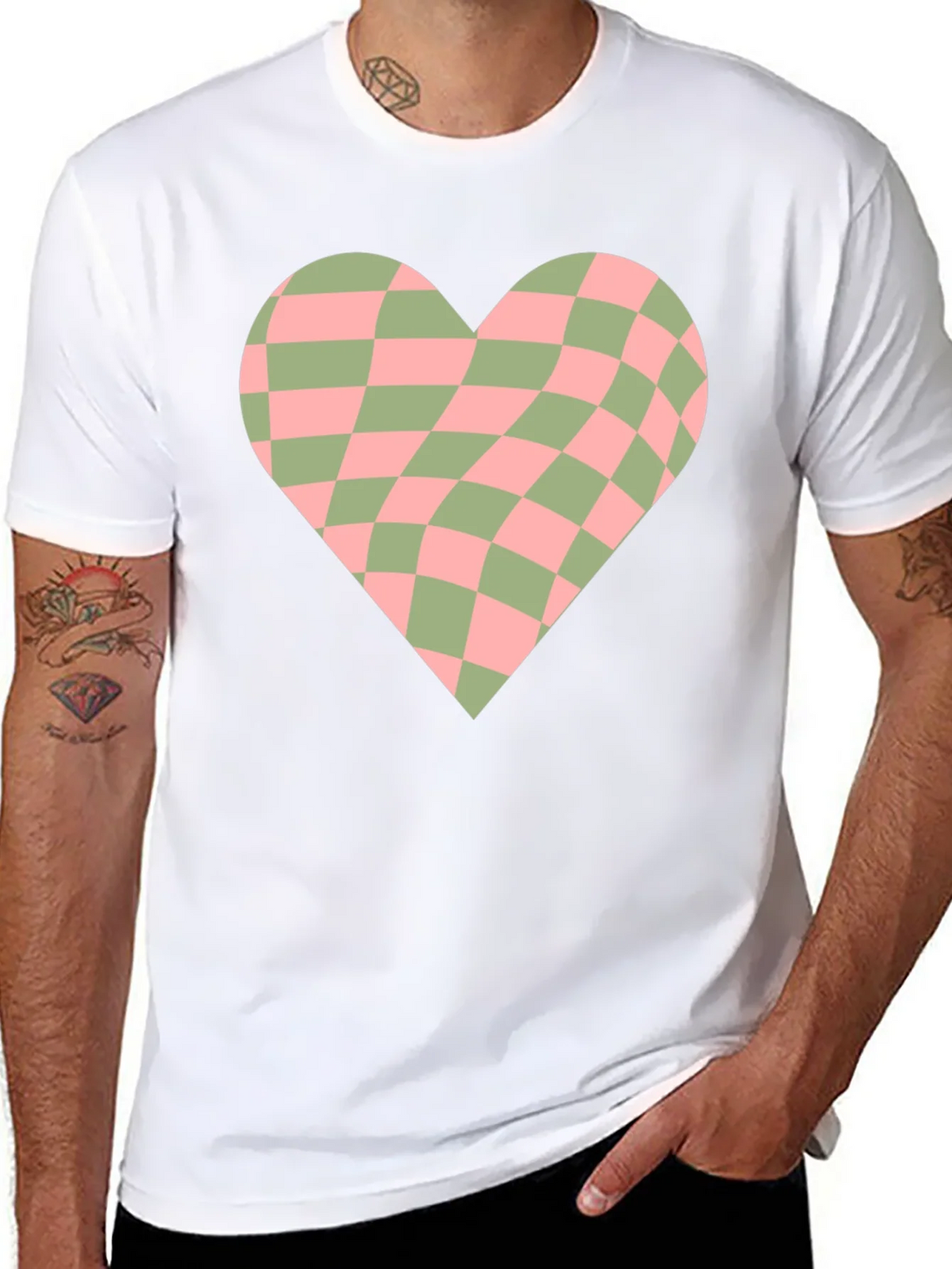Retro Checkerboard Heart Graphic Tee product image 10