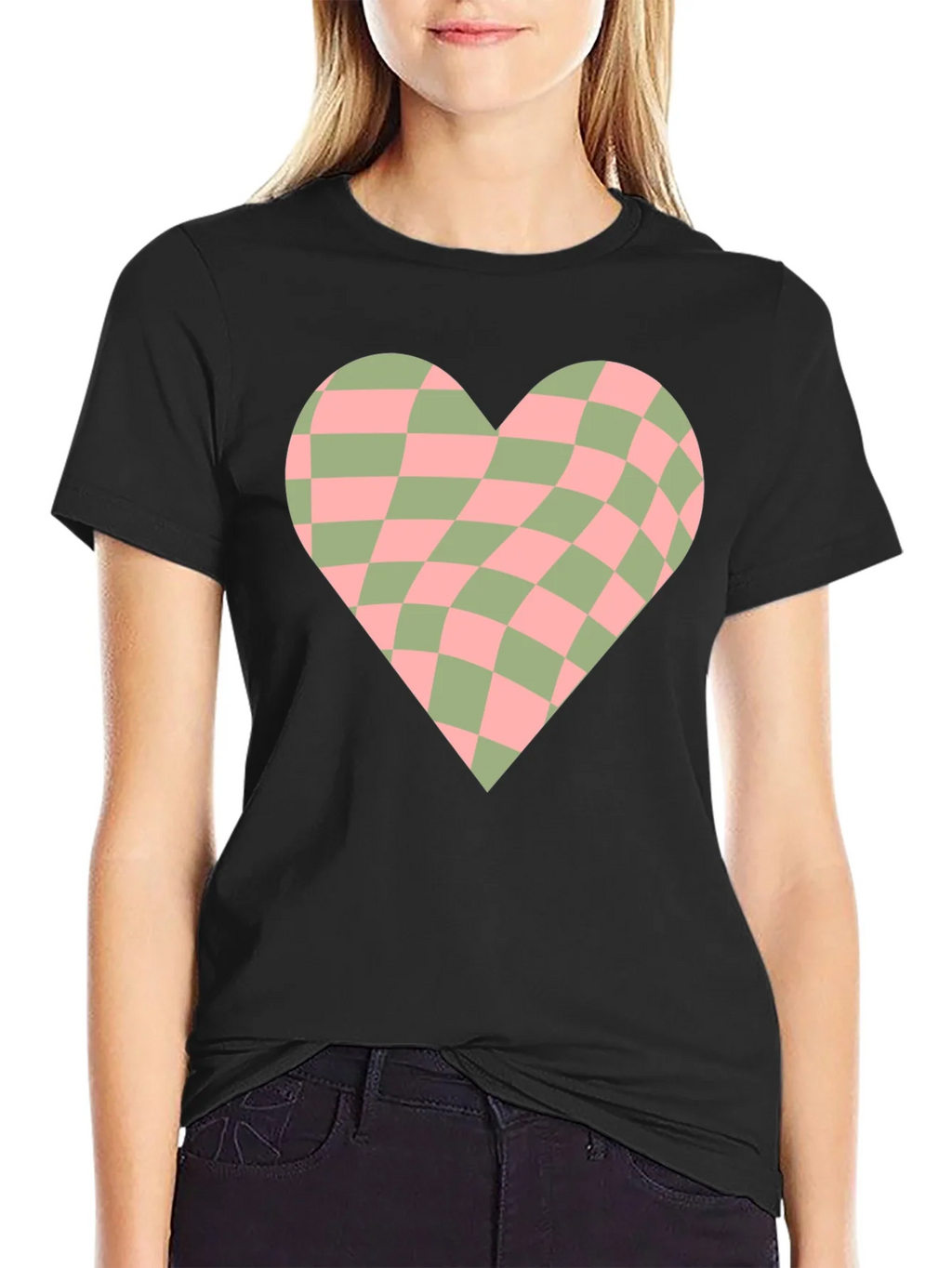 Retro Checkerboard Heart Graphic Tee product image 5