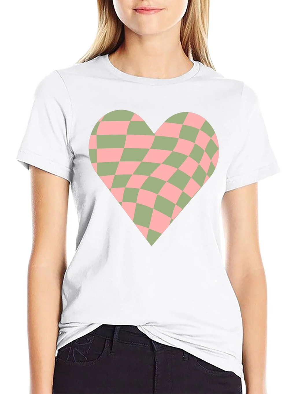Retro Checkerboard Heart Graphic Tee product image 11