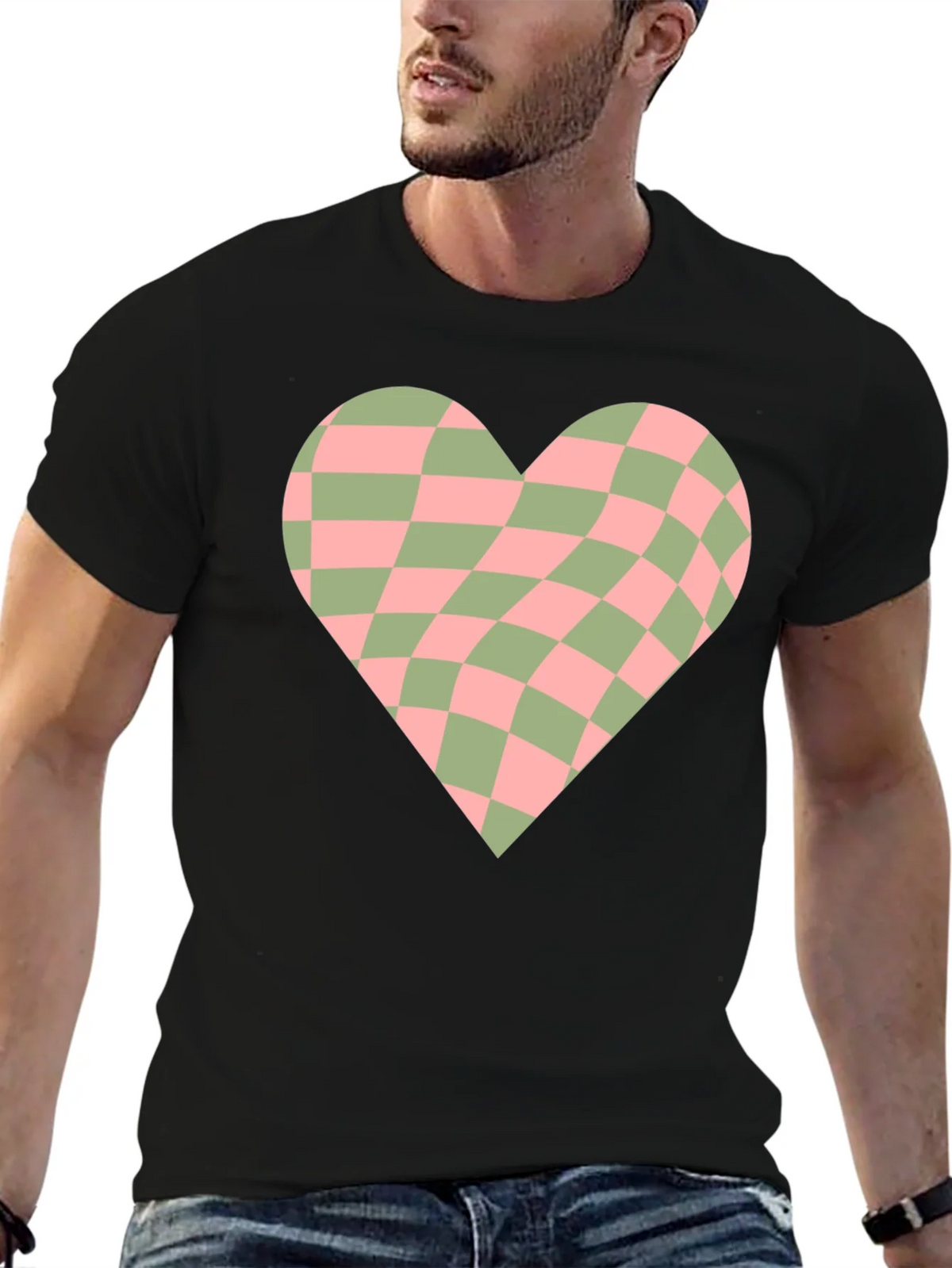 Retro Checkerboard Heart Graphic Tee product image 9