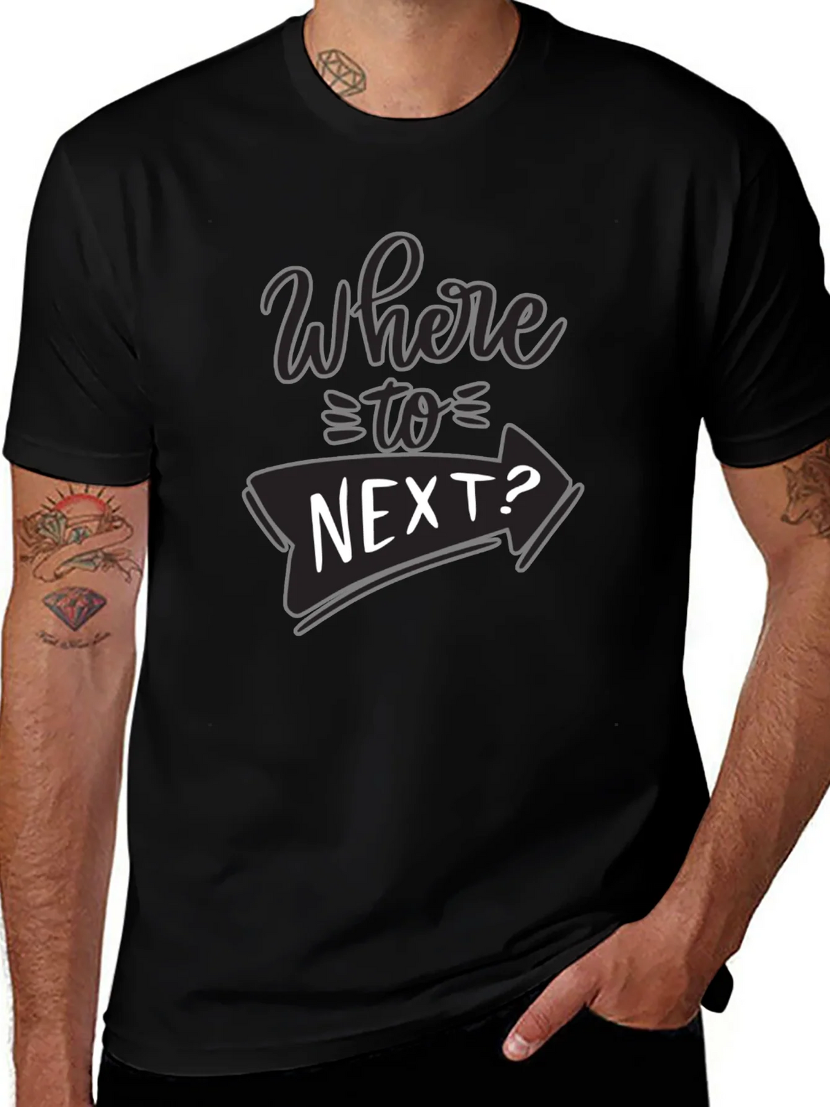 Where To Next? Black Graphic T-Shirt product image 1