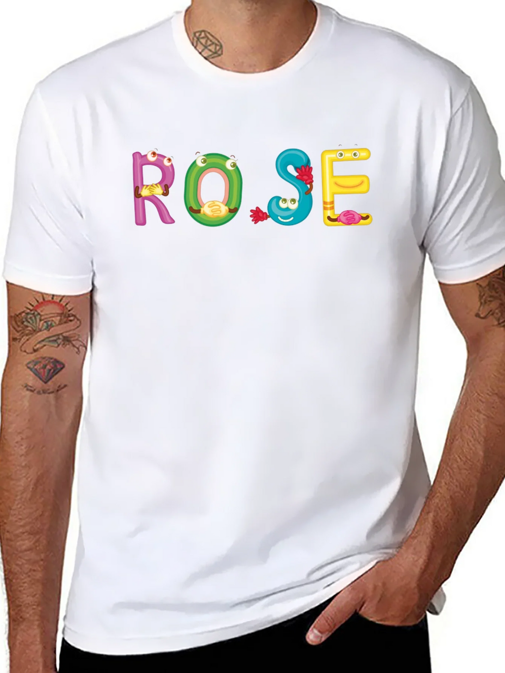 ROSE Cartoon Letter Black T-Shirt product image 10
