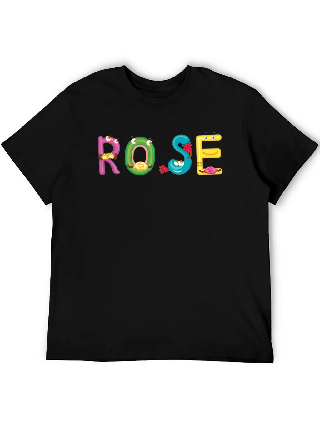 ROSE Cartoon Letter Black T-Shirt product image 8