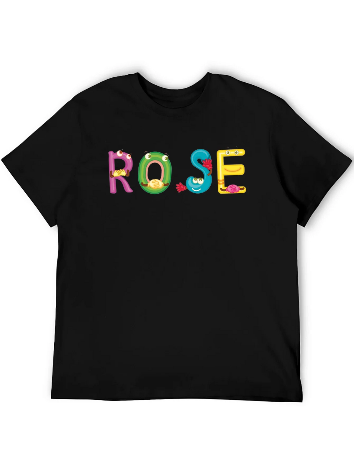 ROSE Cartoon Letter Black T-Shirt product image 8