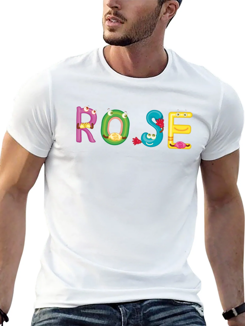 ROSE Cartoon Letter Black T-Shirt product image 4
