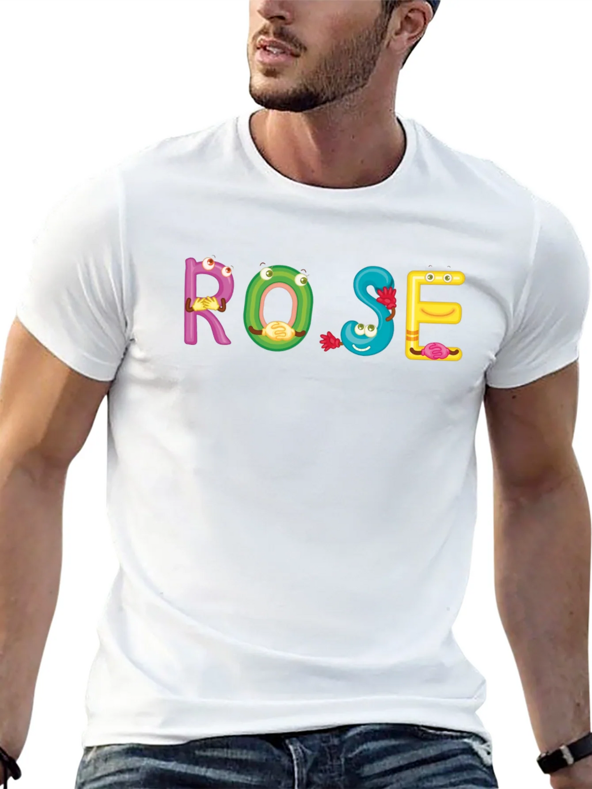 ROSE Cartoon Letter Black T-Shirt product image 4