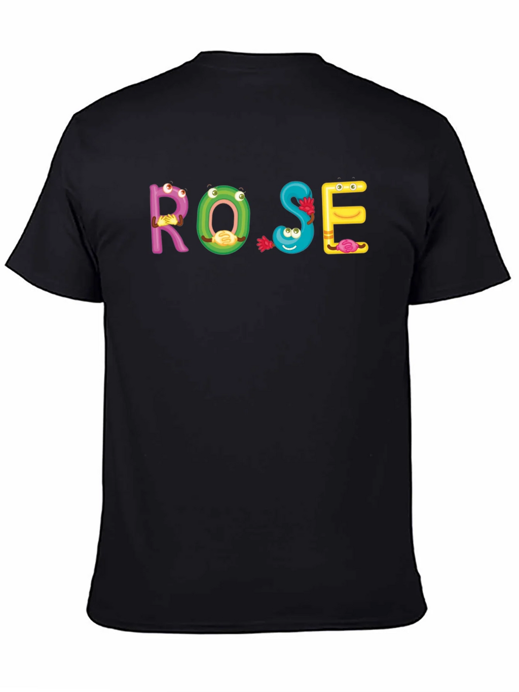 ROSE Cartoon Letter Black T-Shirt product image 7