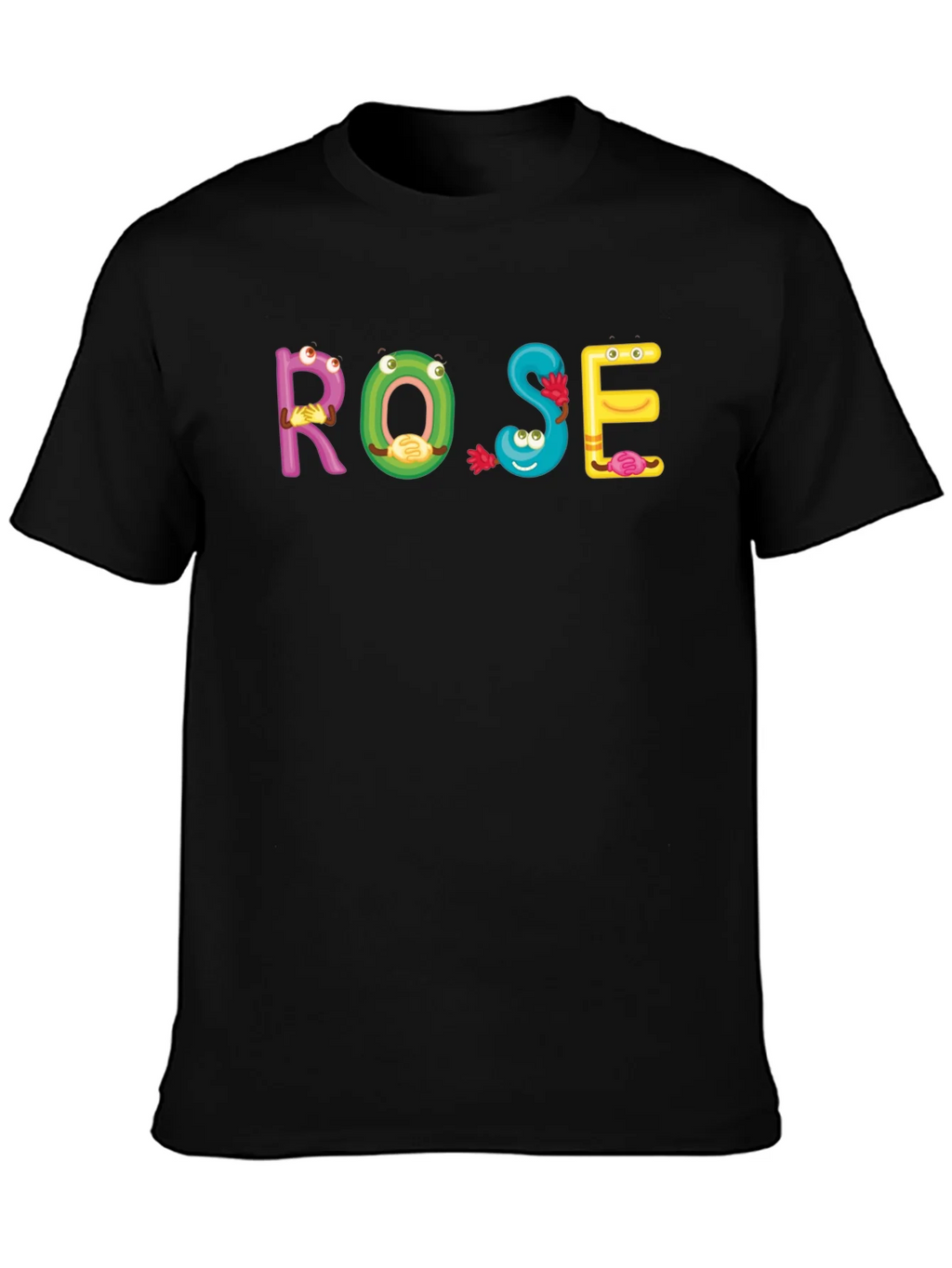 ROSE Cartoon Letter Black T-Shirt product image 6