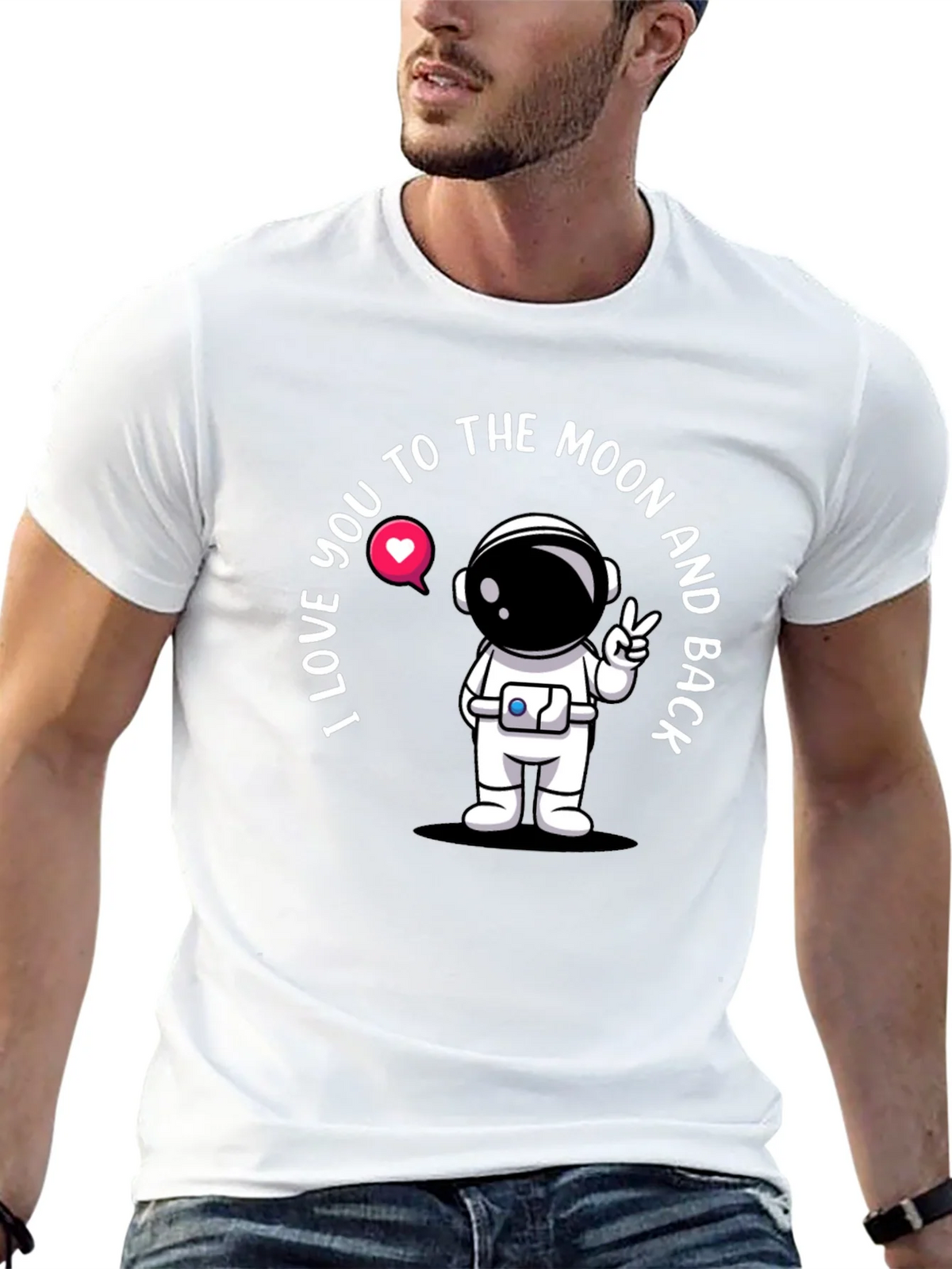 I Love You To The Moon Astronaut Black T-Shirt product image 4