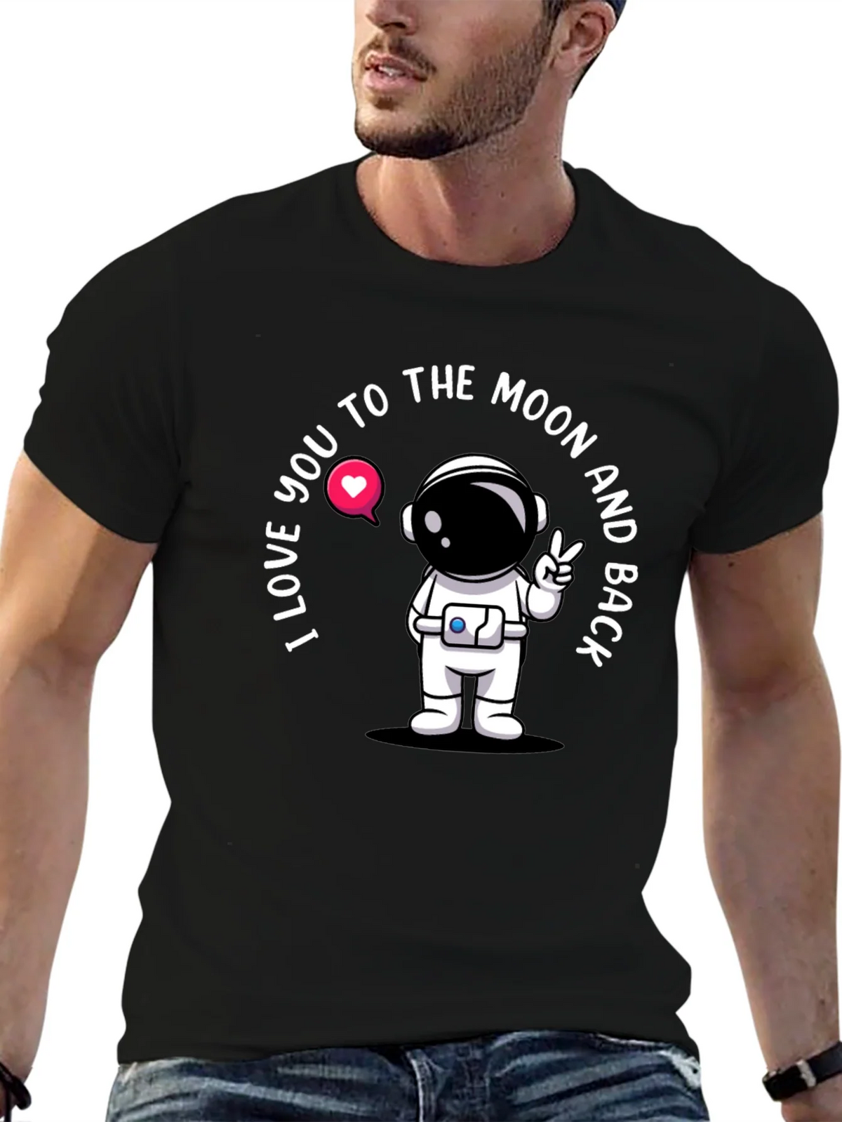 I Love You To The Moon Astronaut Black T-Shirt product image 9