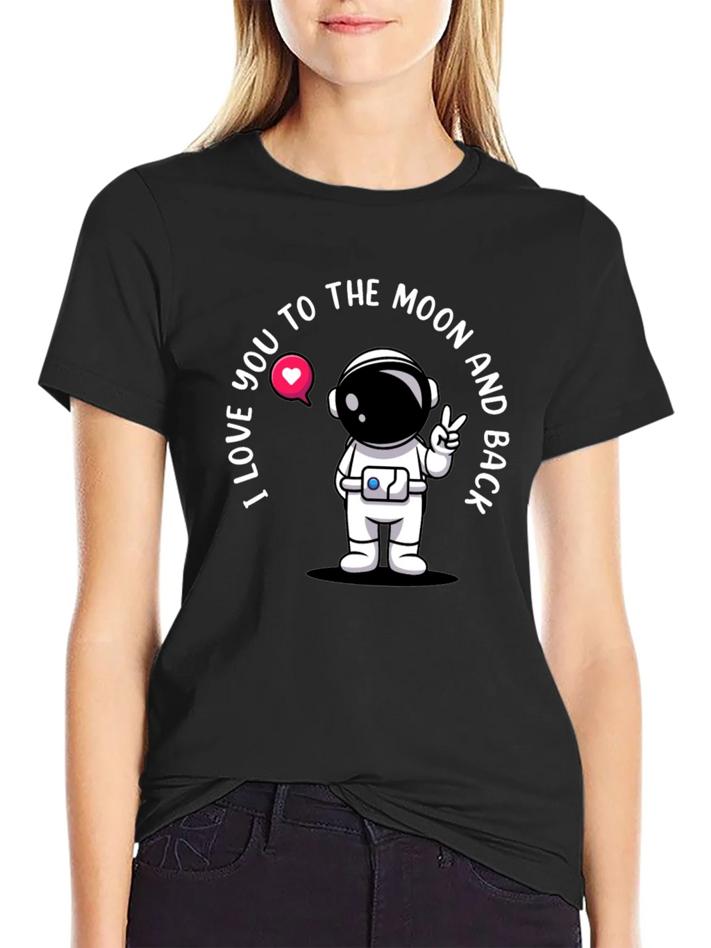 I Love You To The Moon Astronaut Black T-Shirt product image 5