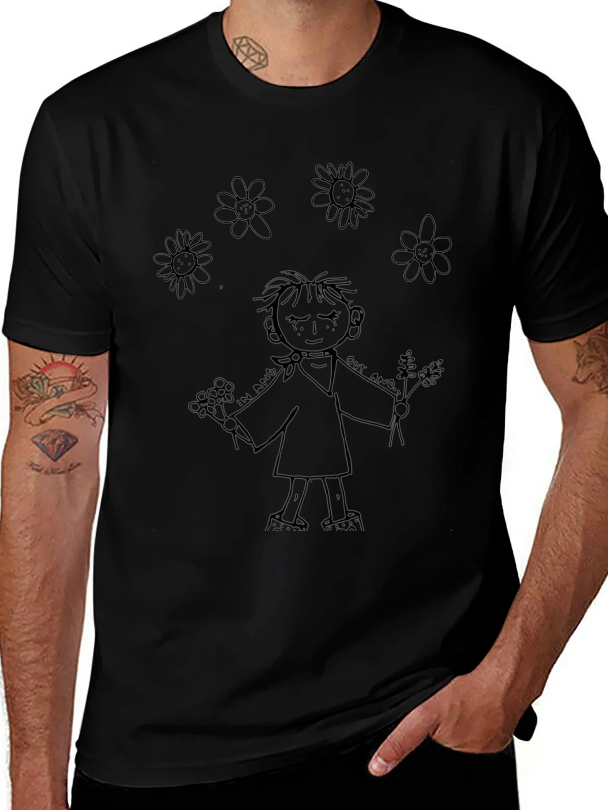 Whimsical Cartoon Graphic Black T-Shirt product image 1