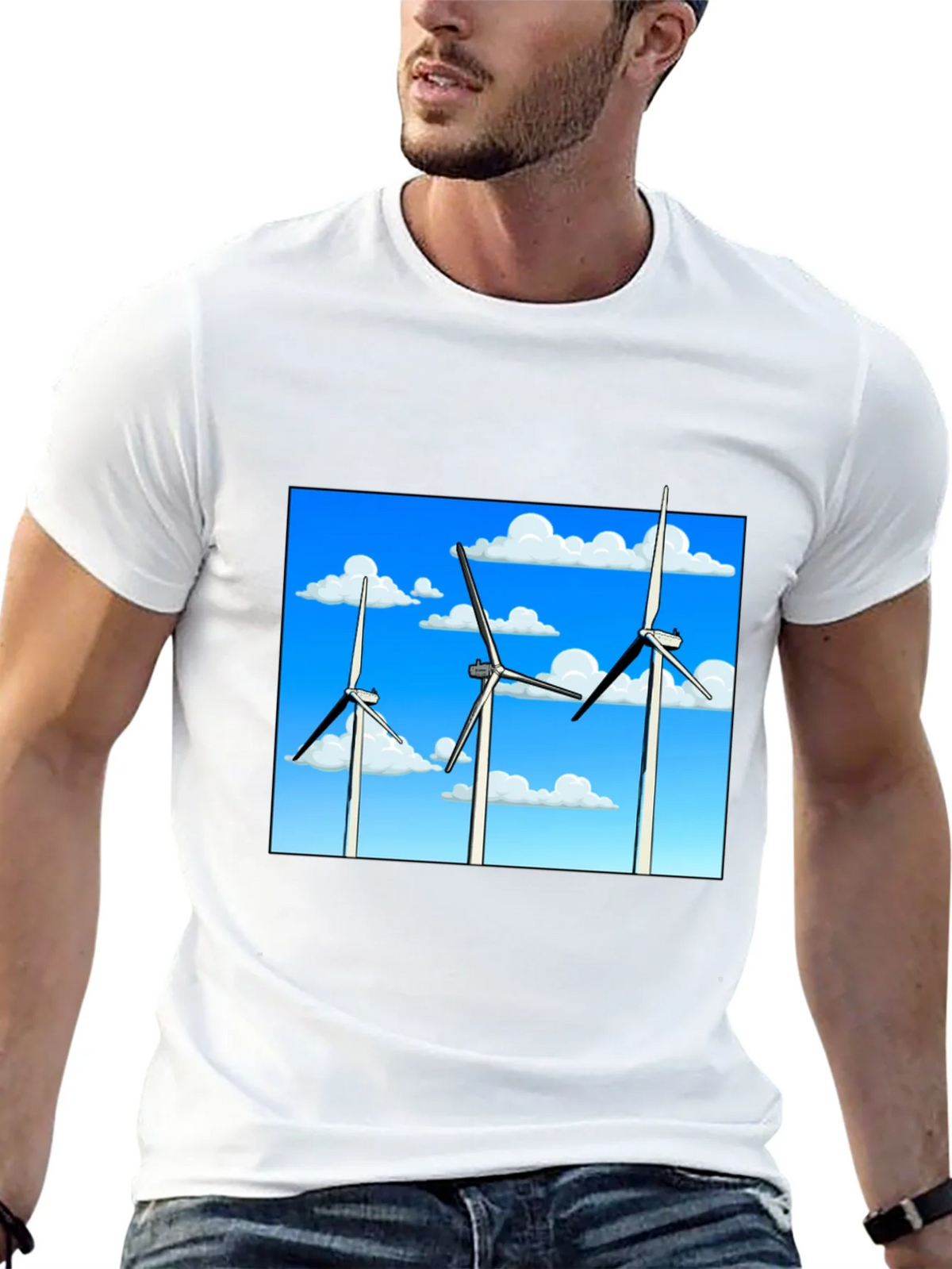 Wind Turbine Graphic Tee - Sustainable Energy Shirt product image 4