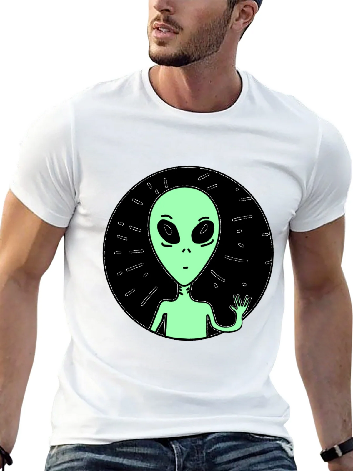 Alien Graphic Tee - Black Crew Neck T-Shirt product image 4