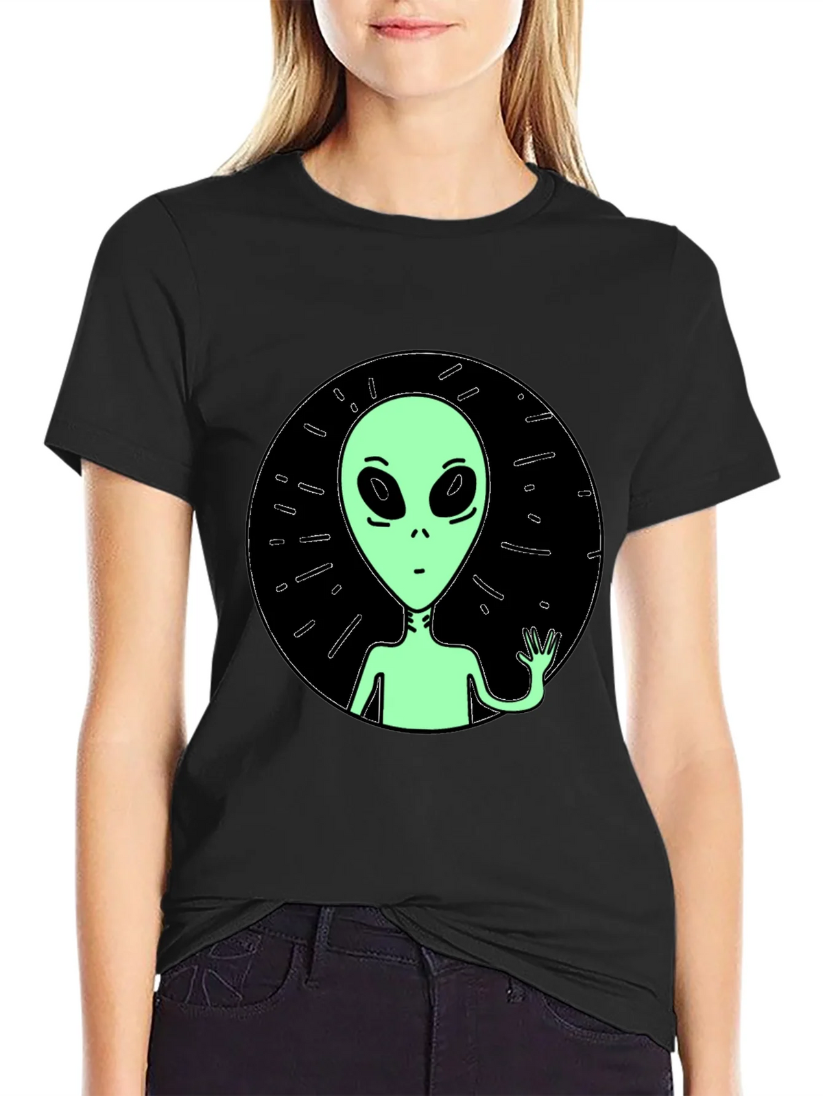 Alien Graphic Tee - Black Crew Neck T-Shirt product image 5