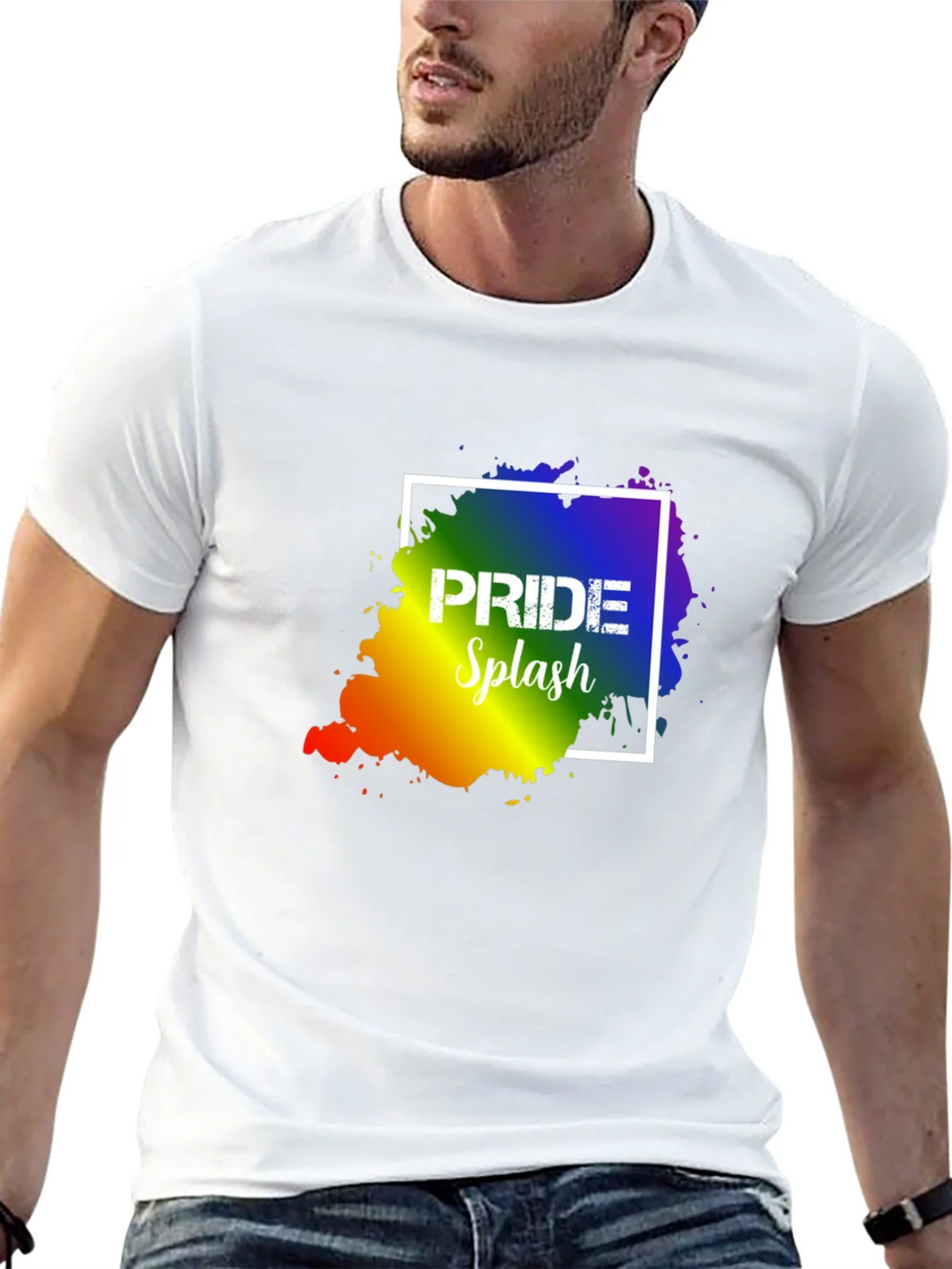 Pride Splash T-Shirt: Rainbow Design Soft Cotton product image 4