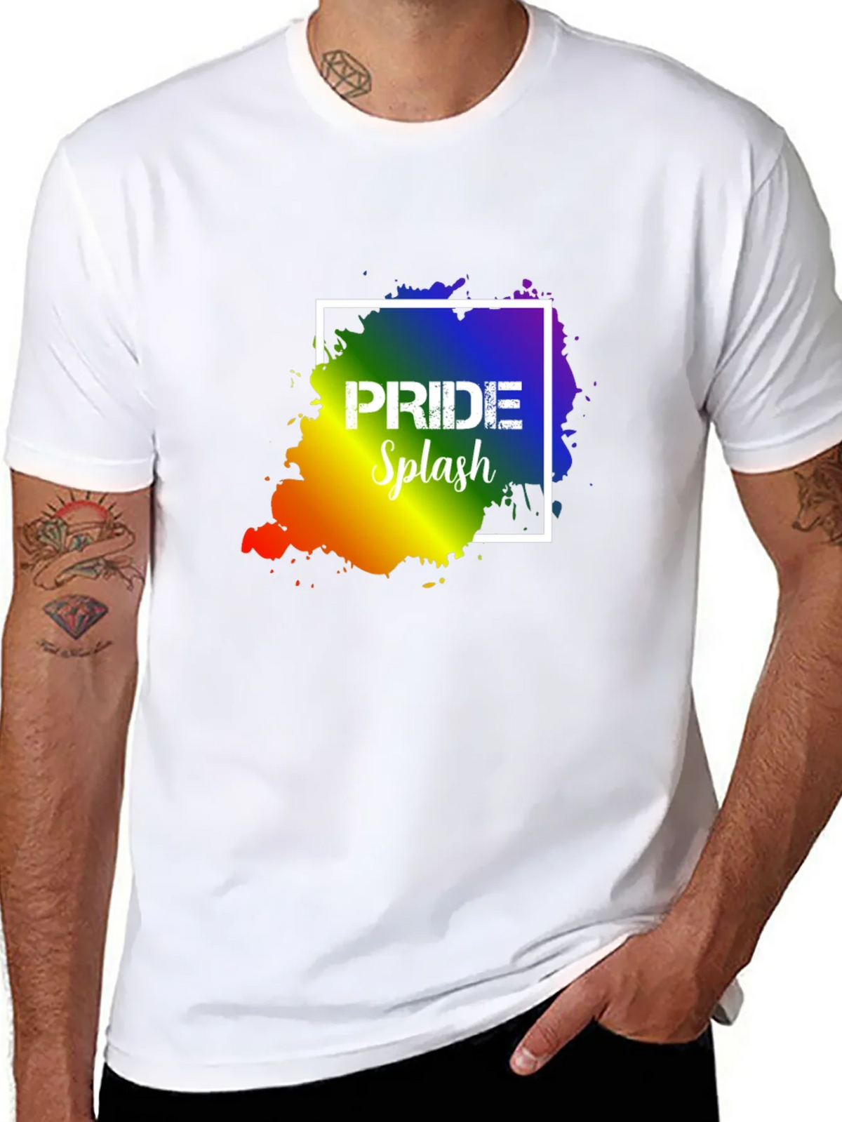 Pride Splash T-Shirt: Rainbow Design Soft Cotton product image 10